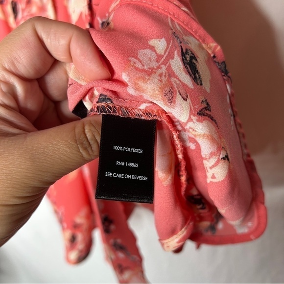 Torrid Coral Georgette Ruffle Front Floral Animal Print Adjustable Cami - Picture 5 of 11